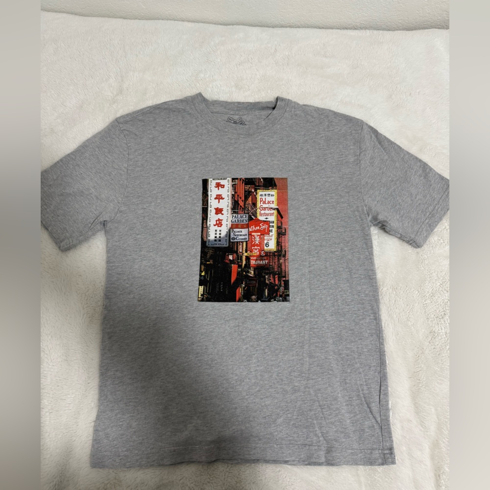 PALACE Gray Tee with Red and Black Graphic